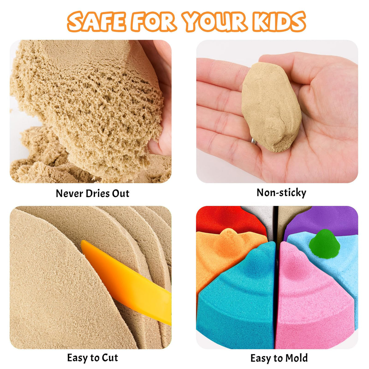 NiToy FlexiSand 2.2lbs Play Sand – Never Dries Out, Safe, Creative Sensory Sand for Kids 3+