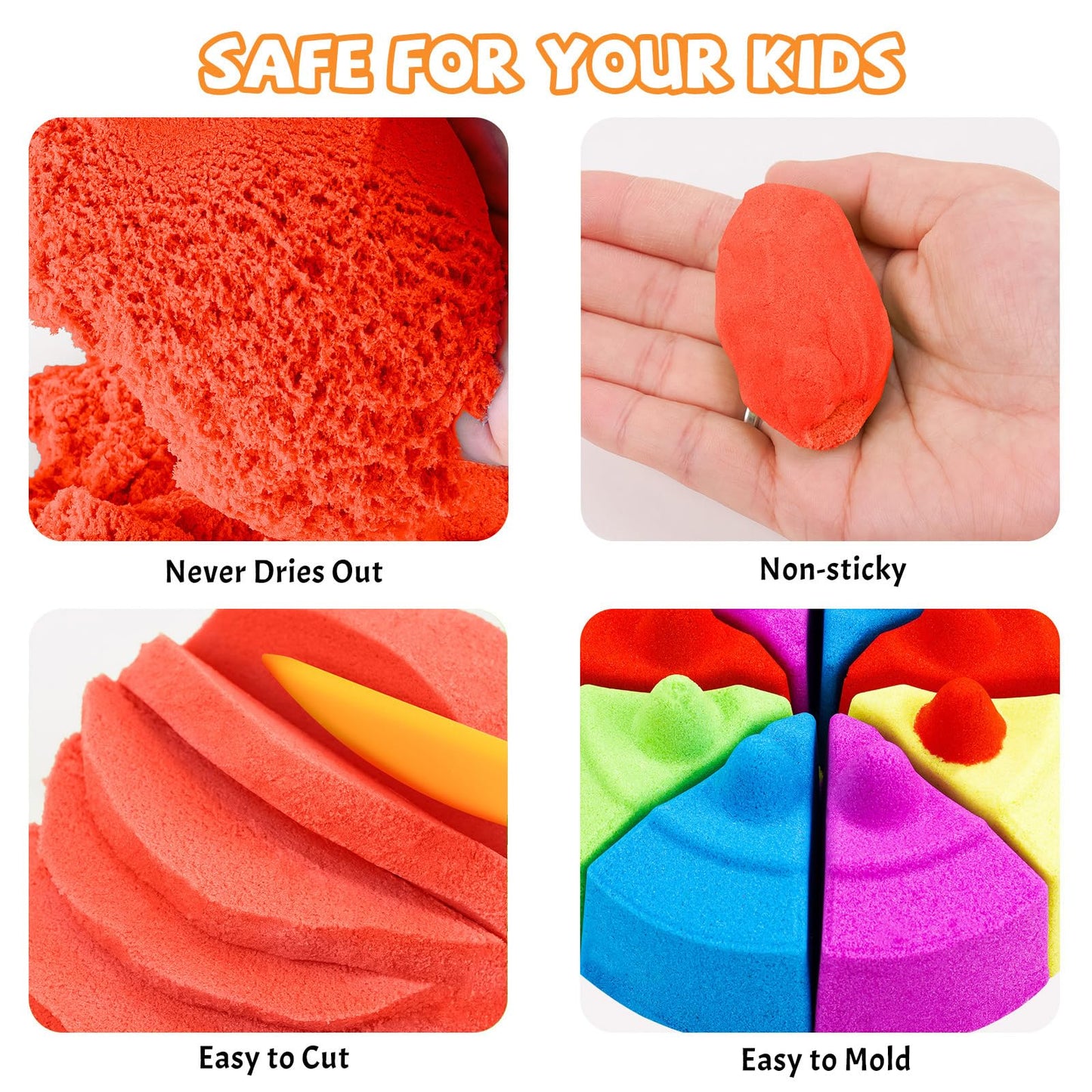 NiToy FlexiSand 2.2Lbs Red – Never Dries Out Sensory Sand for Kids 3+