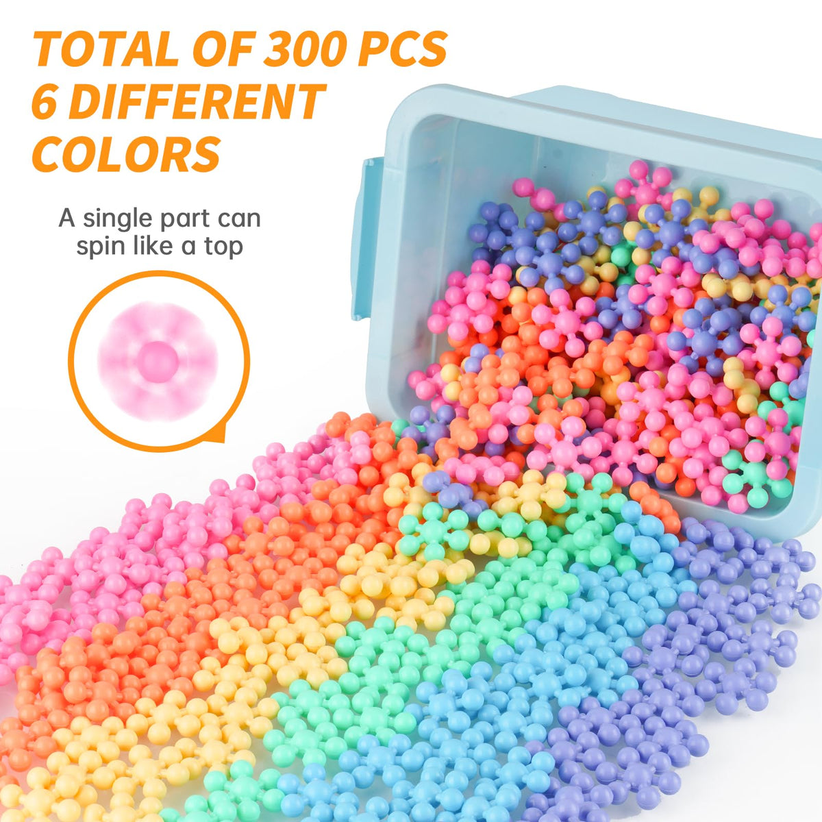 NiToy 300PCS Interlocking Snowflake Blocks – Safe STEM Toy for Kids 3+ (Macaron Colors)