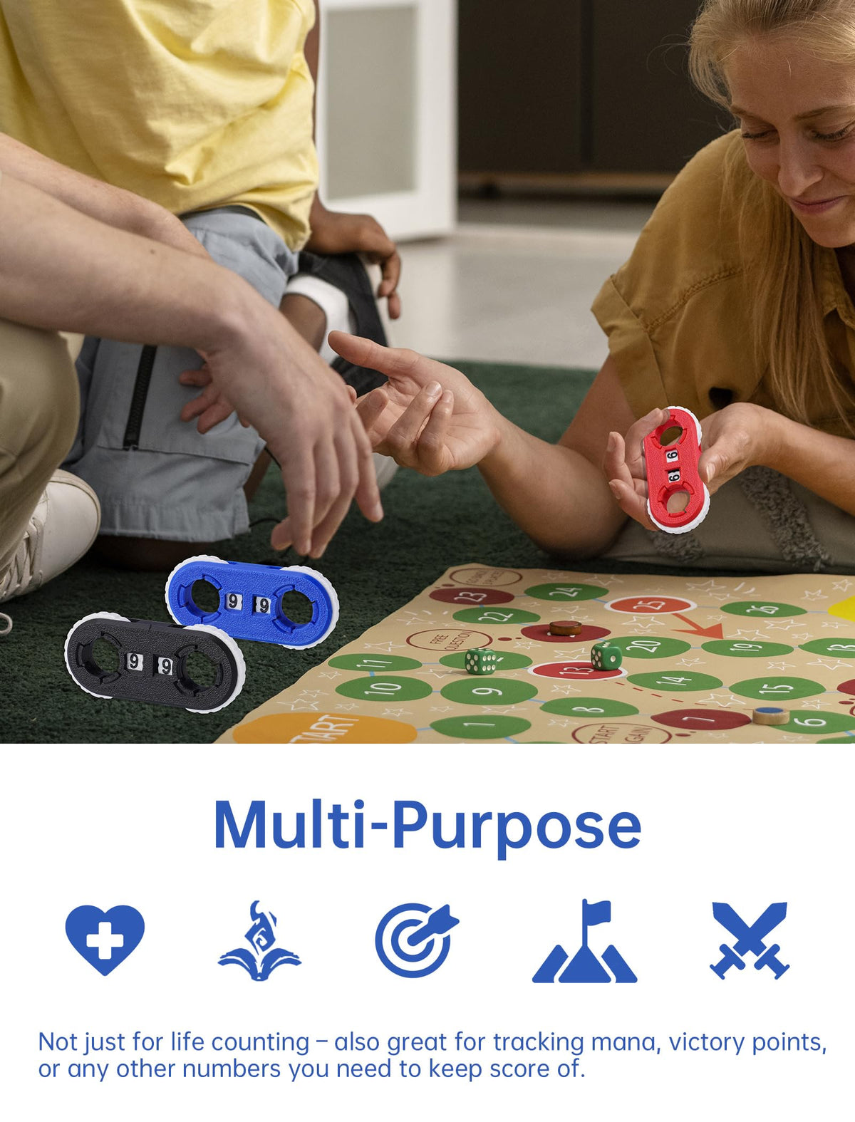 NiToy 5-Pcs MTG Life Counter with Plastic Box | Dual-Dial 0–99 Life Tracker