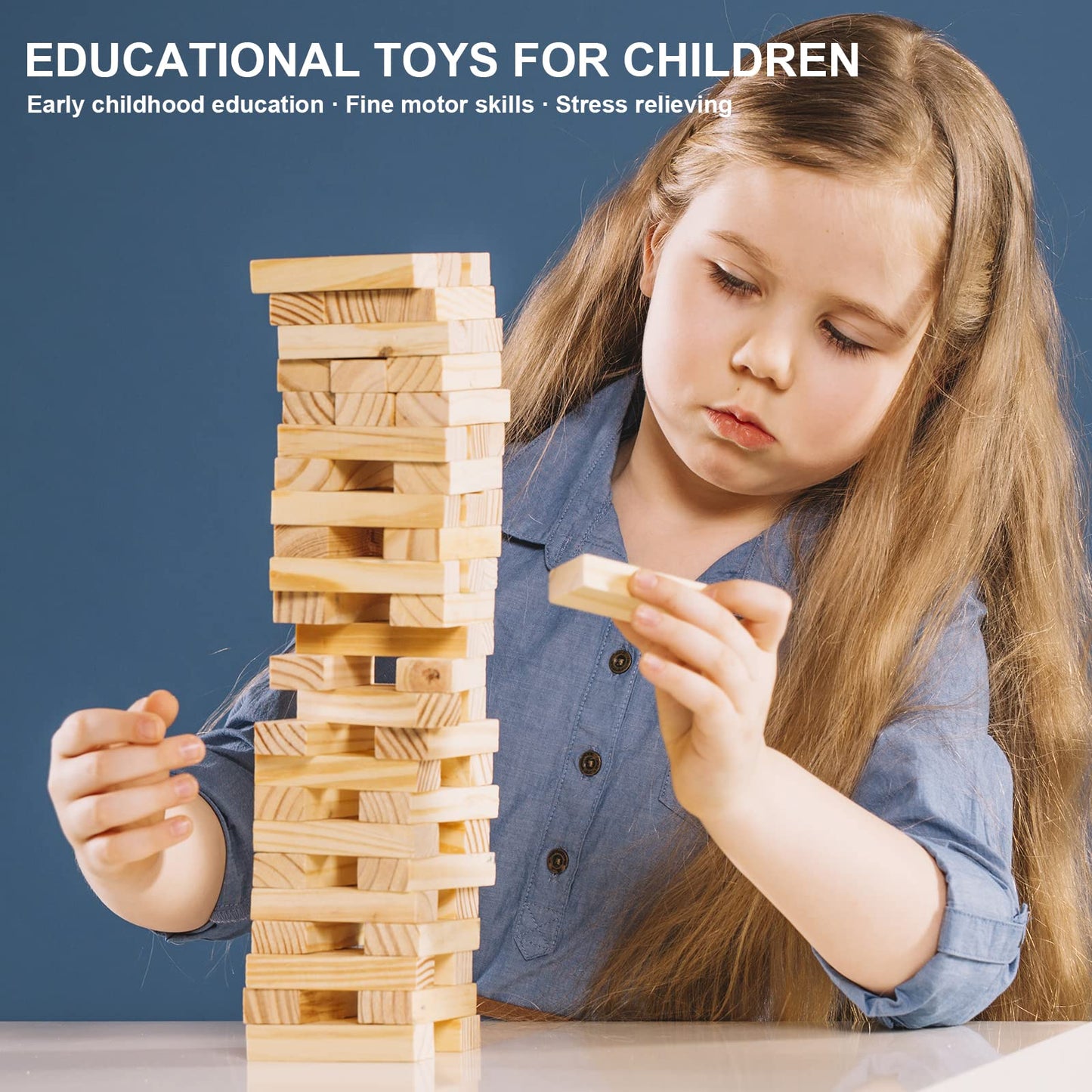 NiToy Wooden Plank Building Blocks – 200PCS Montessori STEM Sensory Toy for Kids