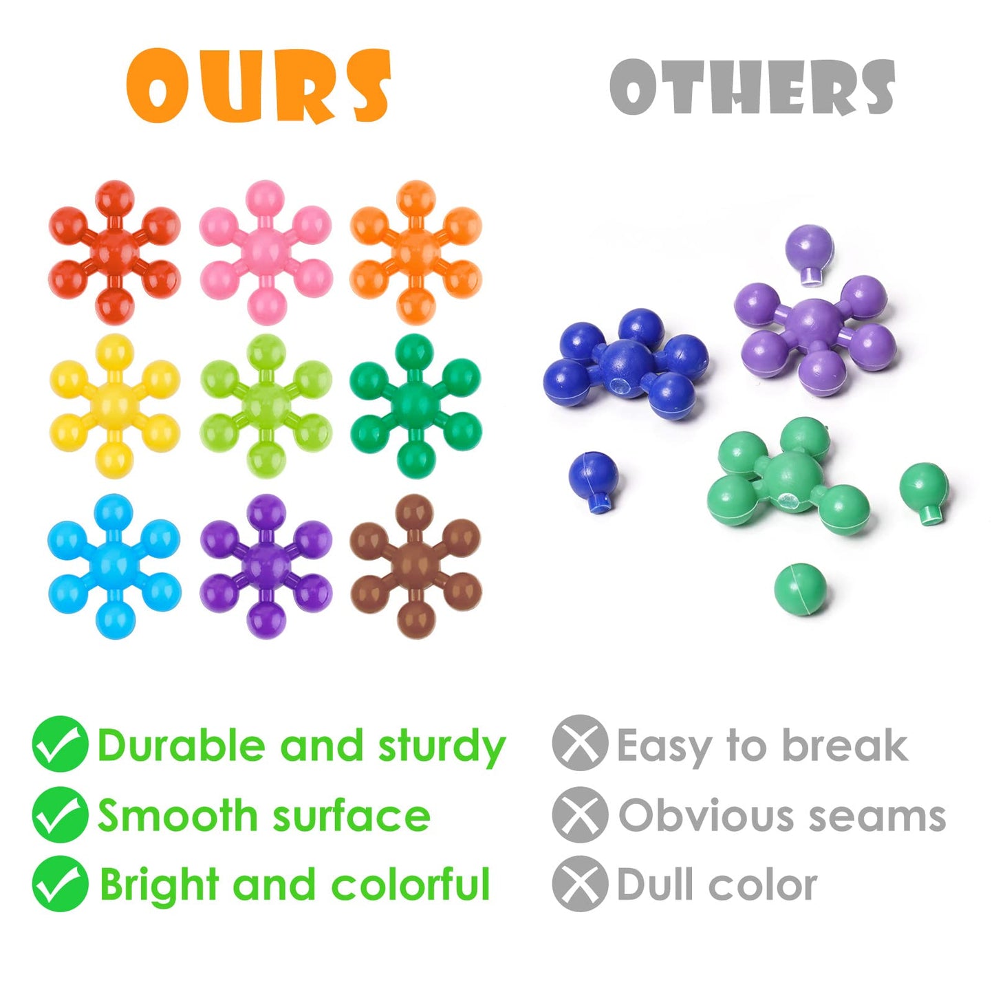 NiToy Snowflake Interlocking Blocks – 300Pcs STEM Toy for Kids 3+ | Colorful Building Set with Carrying Case
