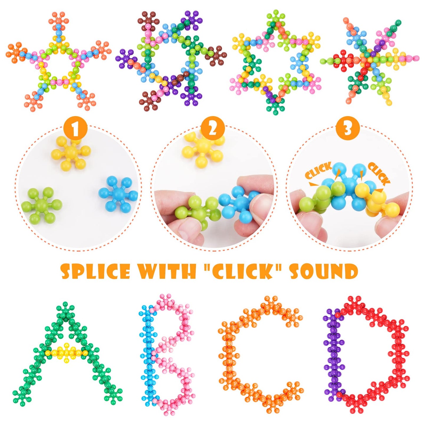NiToy Snowflake Interlocking Blocks – 300Pcs STEM Toy for Kids 3+ | Colorful Building Set with Carrying Case