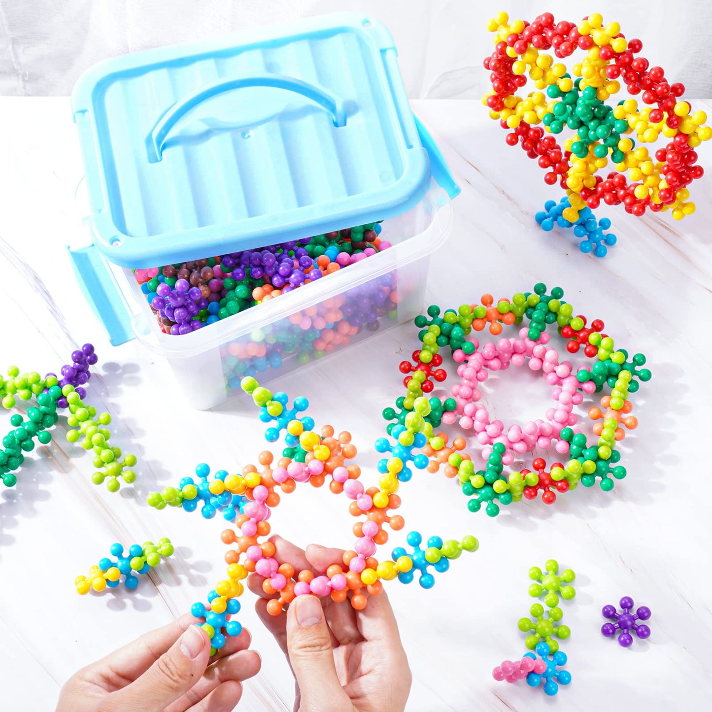 NiToy Snowflake Interlocking Blocks – 300Pcs STEM Toy for Kids 3+ | Colorful Building Set with Carrying Case