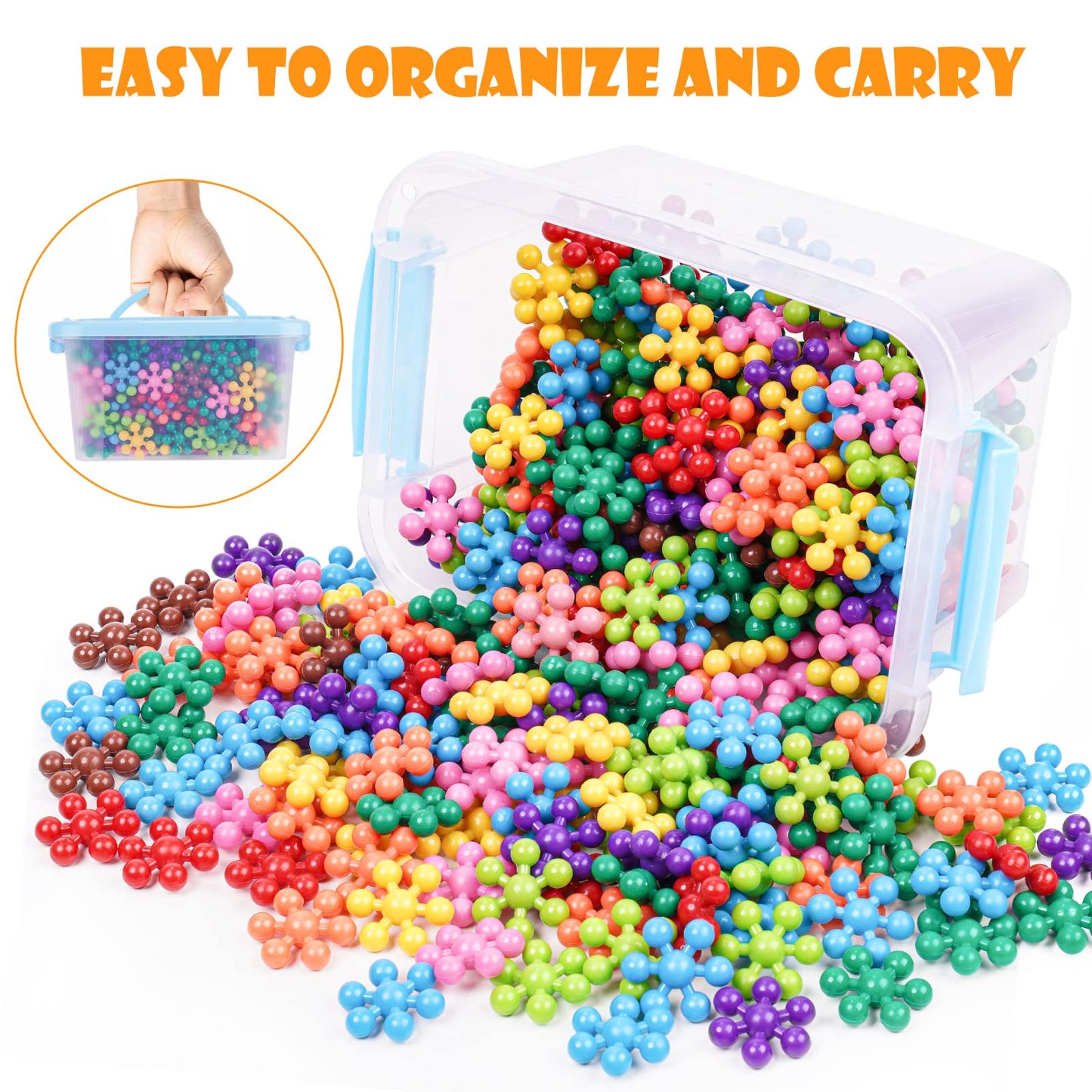 NiToy Snowflake Interlocking Blocks – 300Pcs STEM Toy for Kids 3+ | Colorful Building Set with Carrying Case