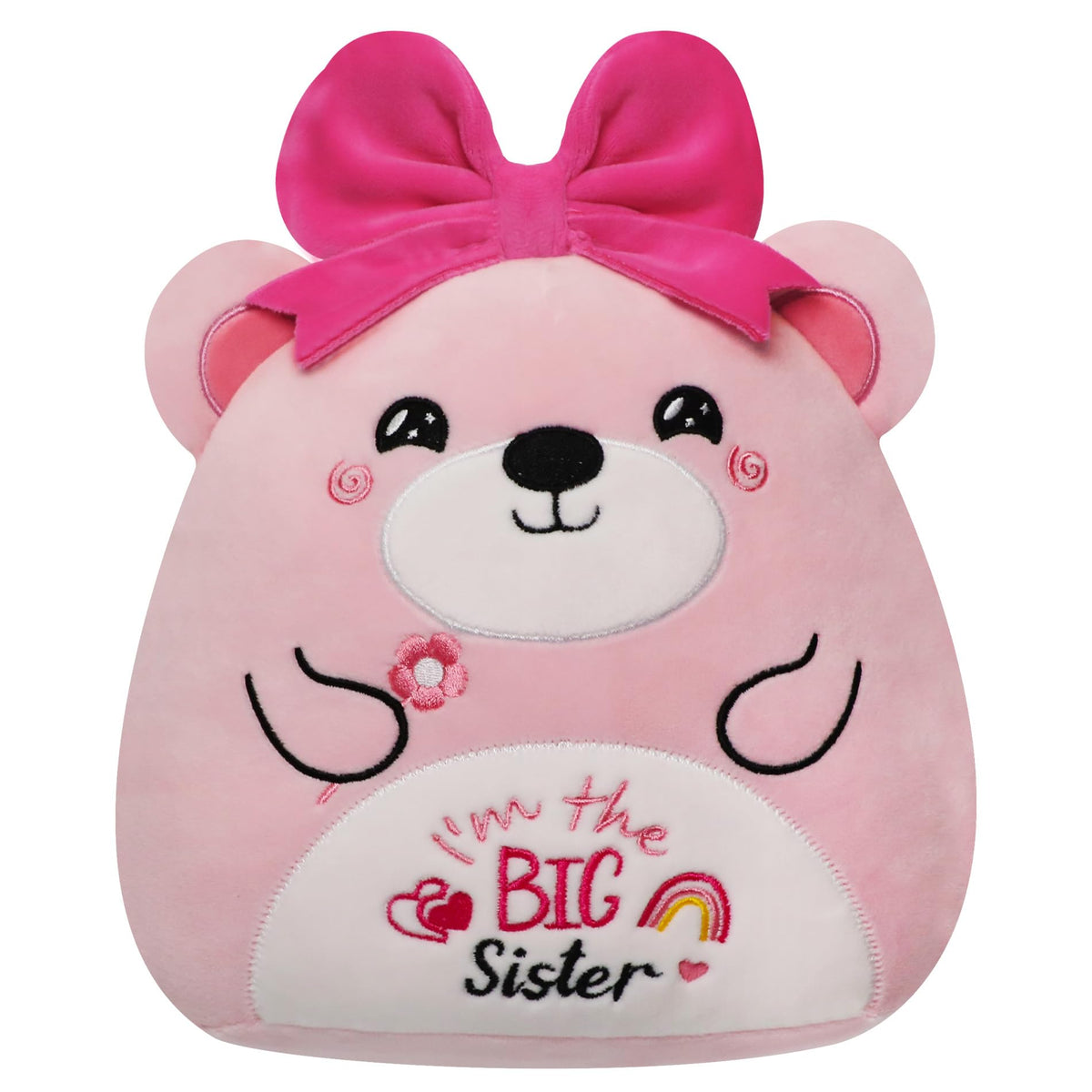 NIUBEHOHO Big Sister Bear Plush – Pink 'I'm The Big Sister' Embroidery Gift