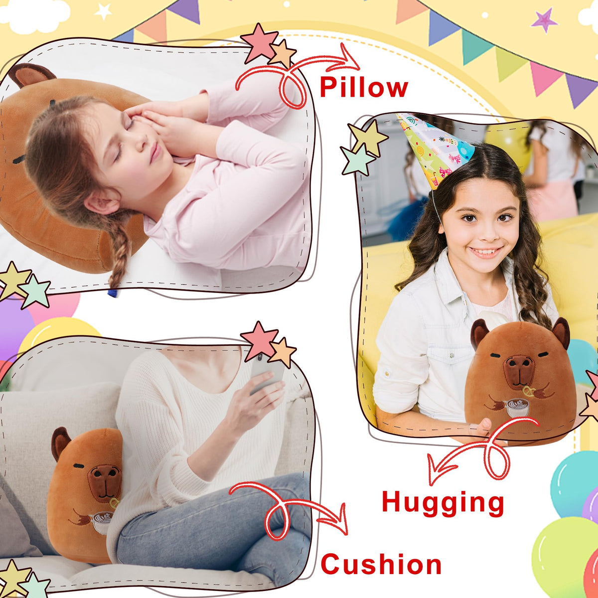 NIUBEHOHO Capybara Plush Coffee Lover's Gift – Soft Capybara Stuffed Toy with Free Mesh Bag & Greeting Card