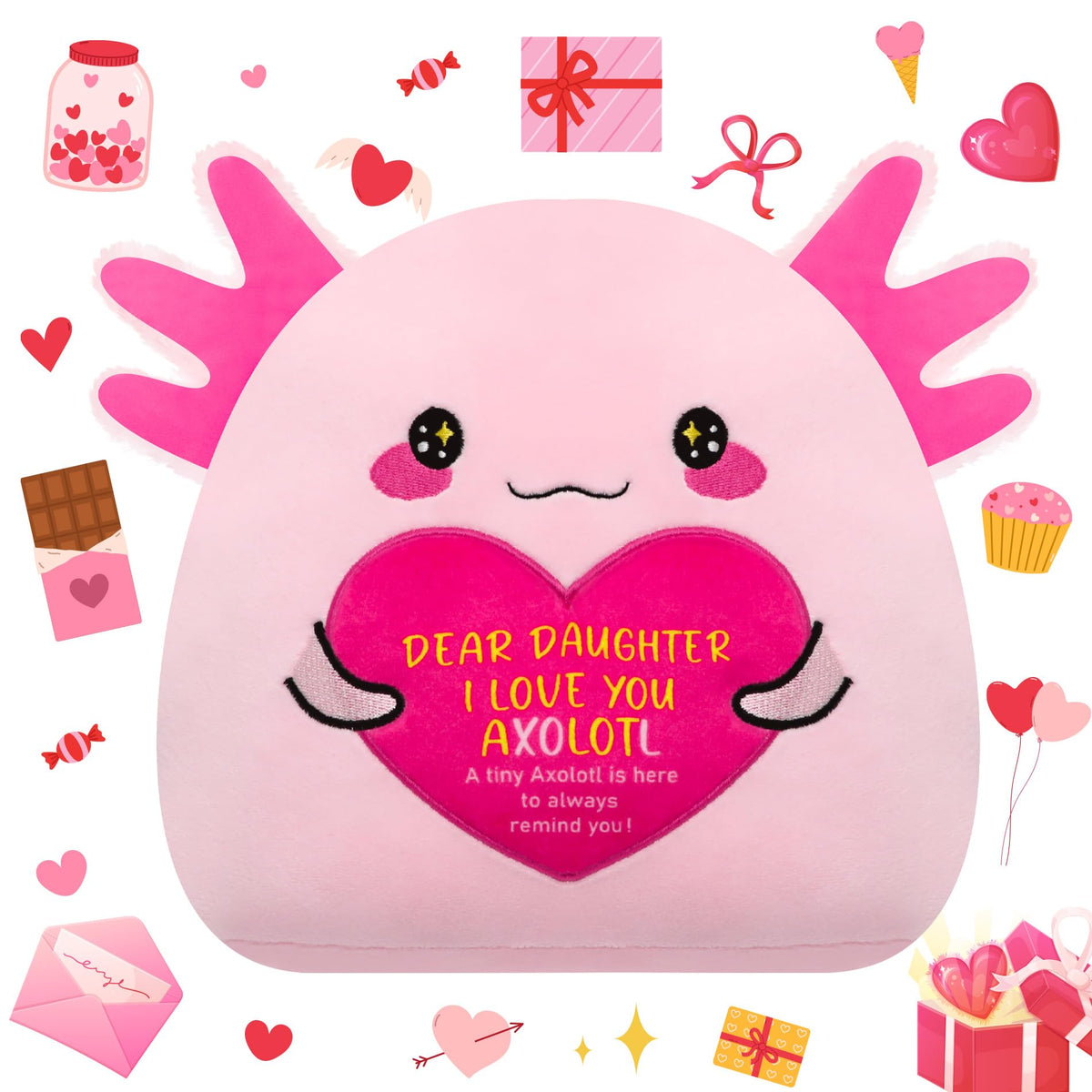 NIUBEHOHO Daughter Gift Axolotl Plush - 9-Inch Soft Hug Toy