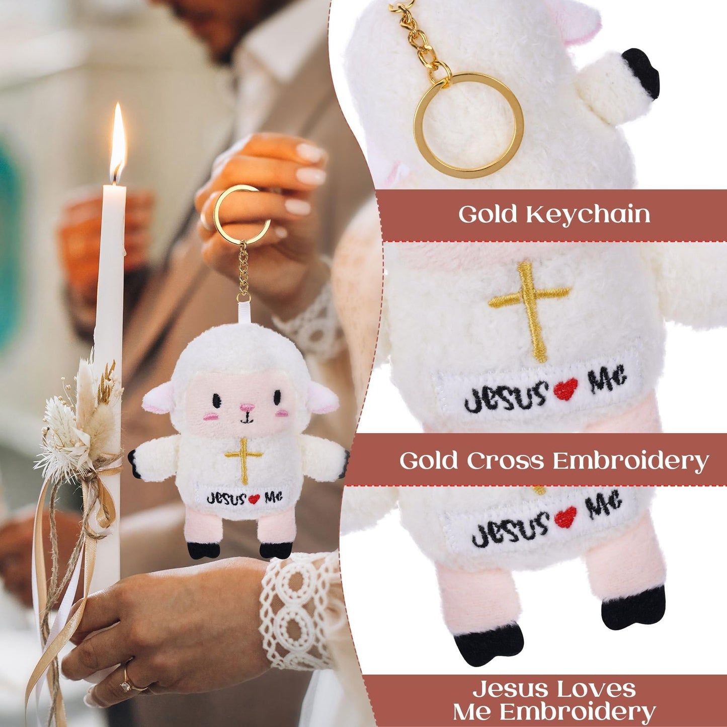 NIUBEHOHO Lamb Plush Sheep Toy – 3 Pack Religious Gifts for Kids