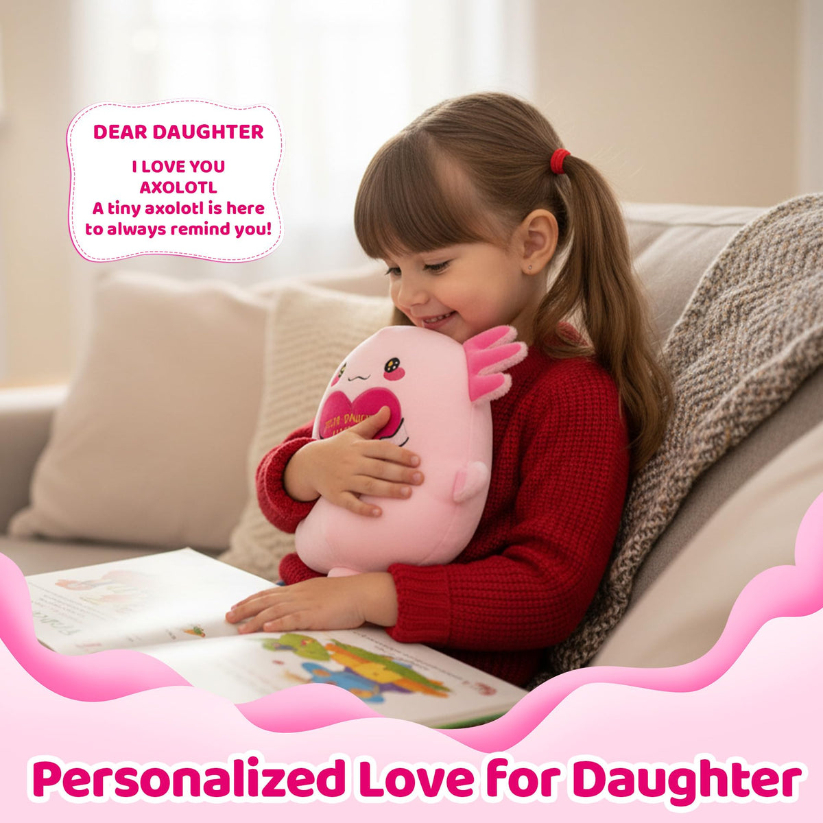 NIUBEHOHO Daughter Gift Axolotl Plush - 9-Inch Soft Hug Toy