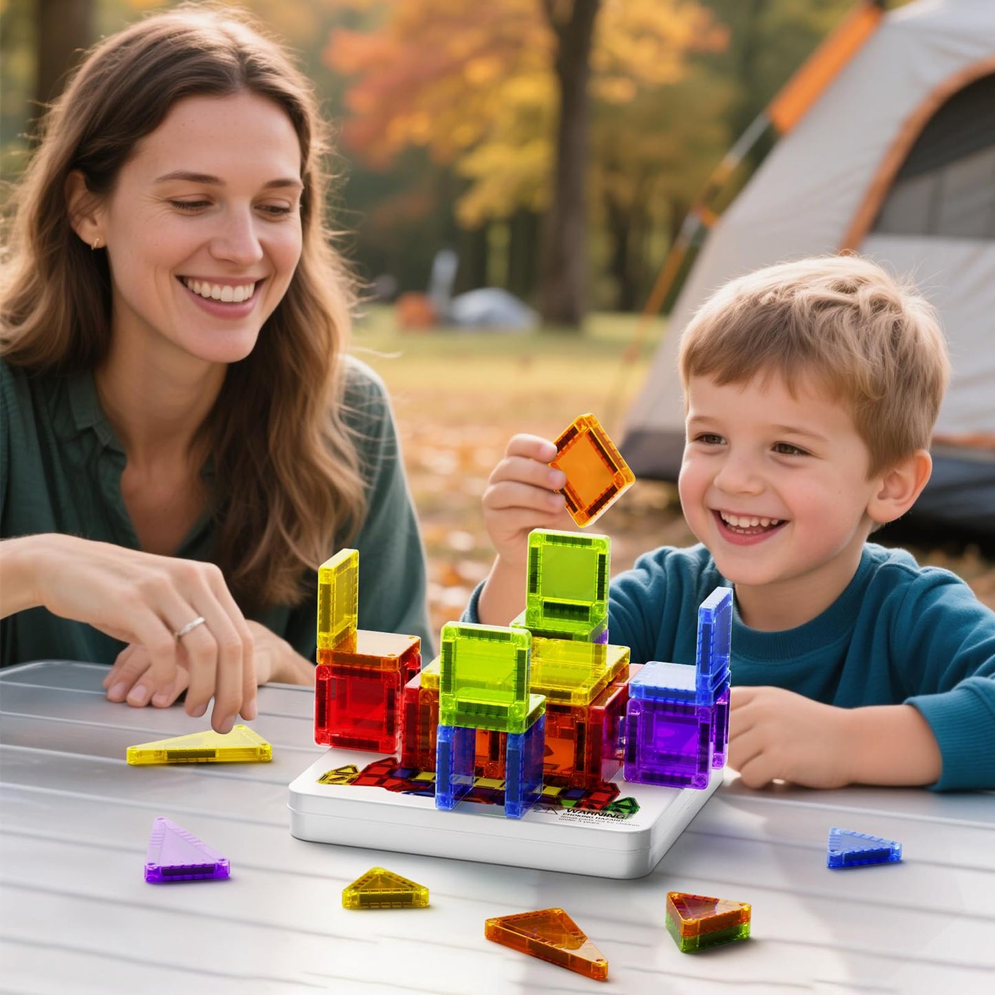 Niukdier Magnetic Tiles Mini Travel Set – 60pc Educational Building Blocks for Kids