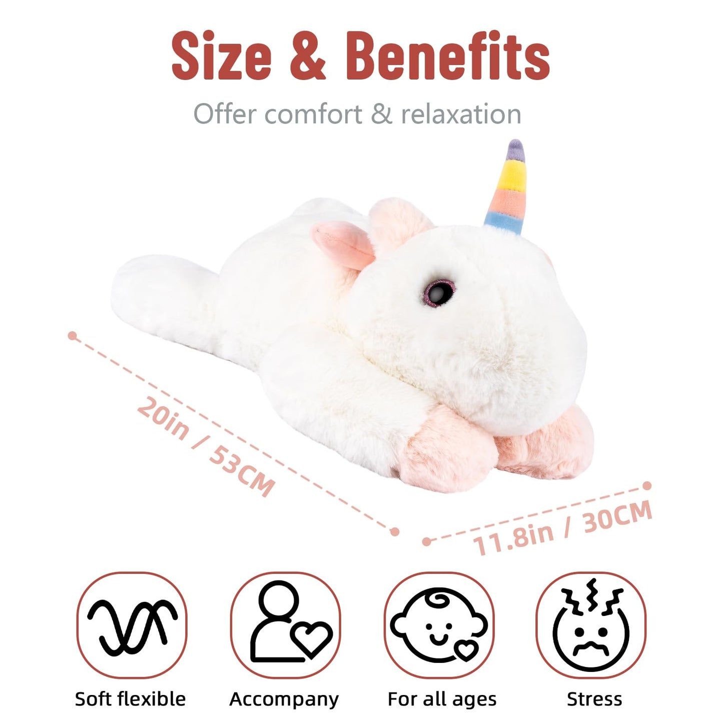Niuniu Daddy 20-Inch Unicorn Weighted Plush | 3.3 lb Giant Body Pillow for Kids & Adults