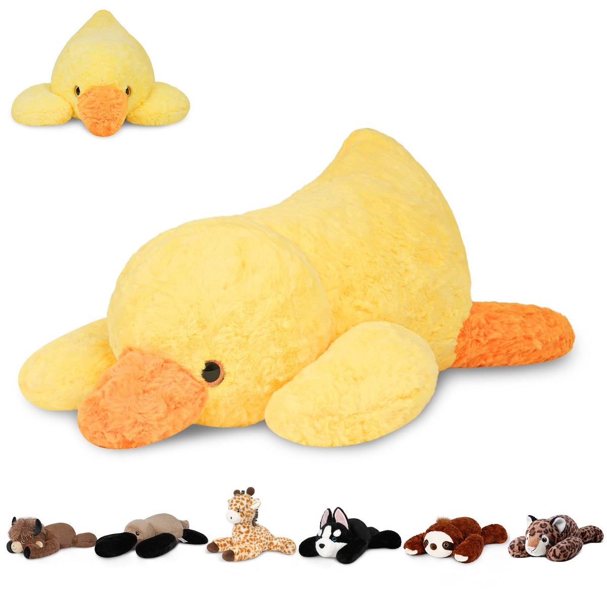 Niuniu Daddy 20\" Weighted Duck Plush – 3.3 lb Giant Yellow Duck, Soft Fur, Large Body Pillow