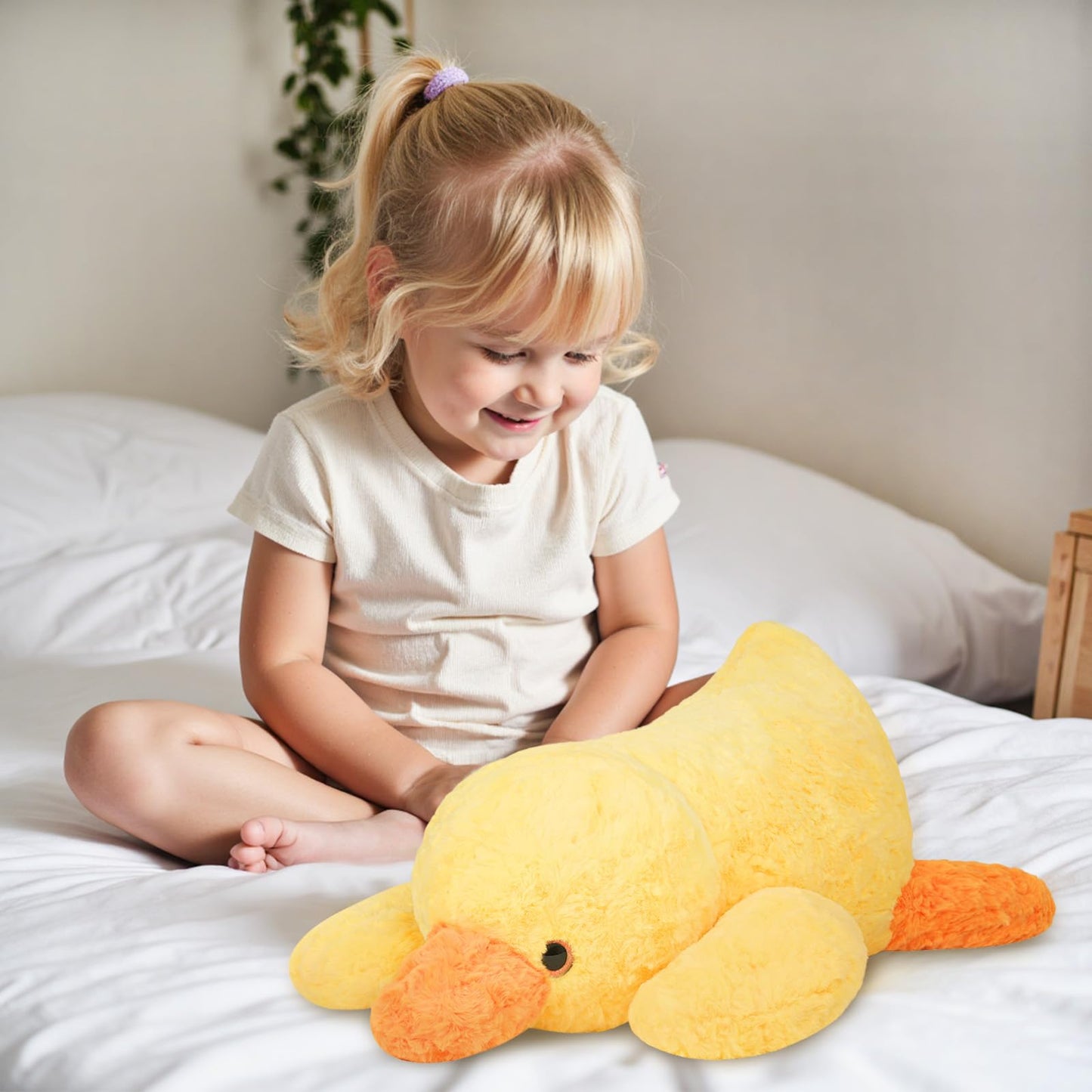 Niuniu Daddy 20\" Weighted Duck Plush – 3.3 lb Giant Yellow Duck, Soft Fur, Large Body Pillow