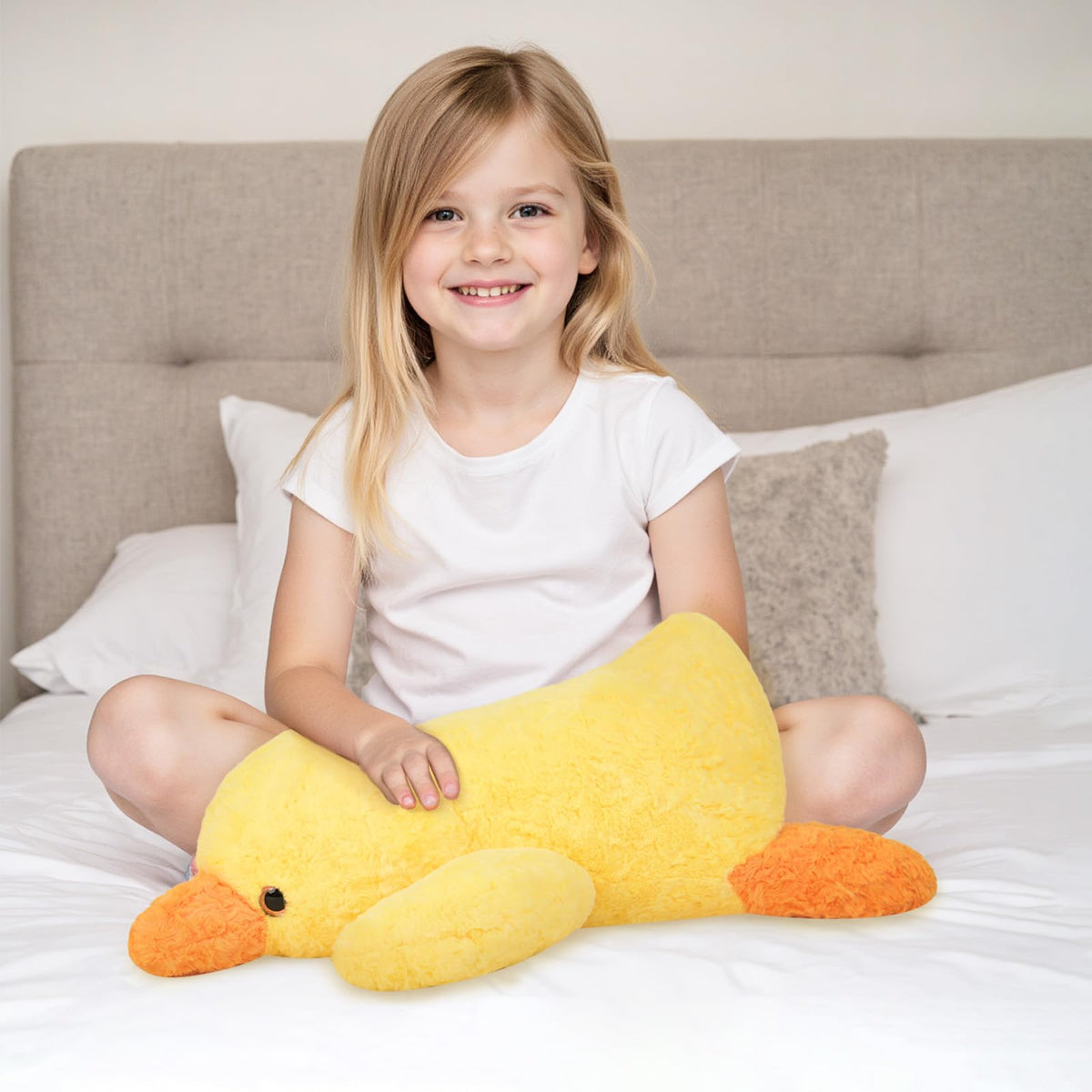 Niuniu Daddy 20\" Weighted Duck Plush – 3.3 lb Giant Yellow Duck, Soft Fur, Large Body Pillow