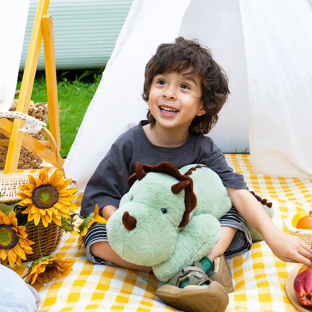 Niuniu Daddy 24in Weighted Green Dinosaur Plush — 3.5 lb Body Pillow