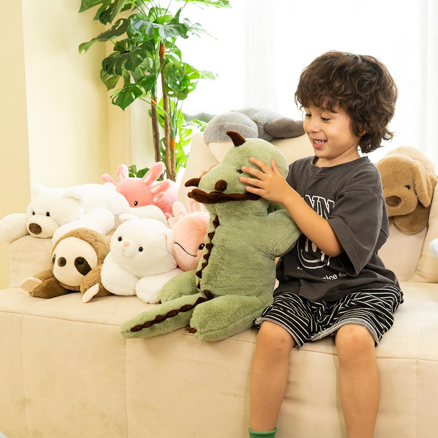 Niuniu Daddy 24in Weighted Green Dinosaur Plush — 3.5 lb Body Pillow