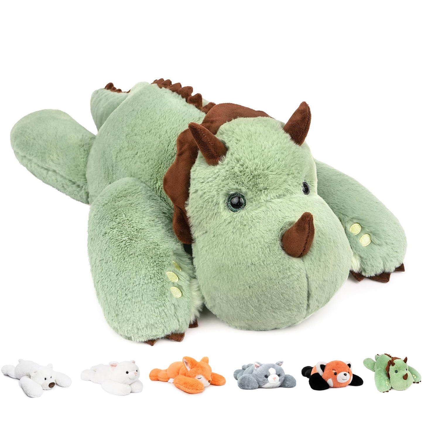 Niuniu Daddy 24in Weighted Green Dinosaur Plush — 3.5 lb Body Pillow