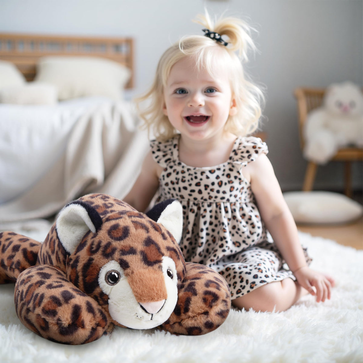 Niuniu Daddy 24-Inch Leopard Weighted Plush - 5-Pound Hugging Companion for Kids & Adults