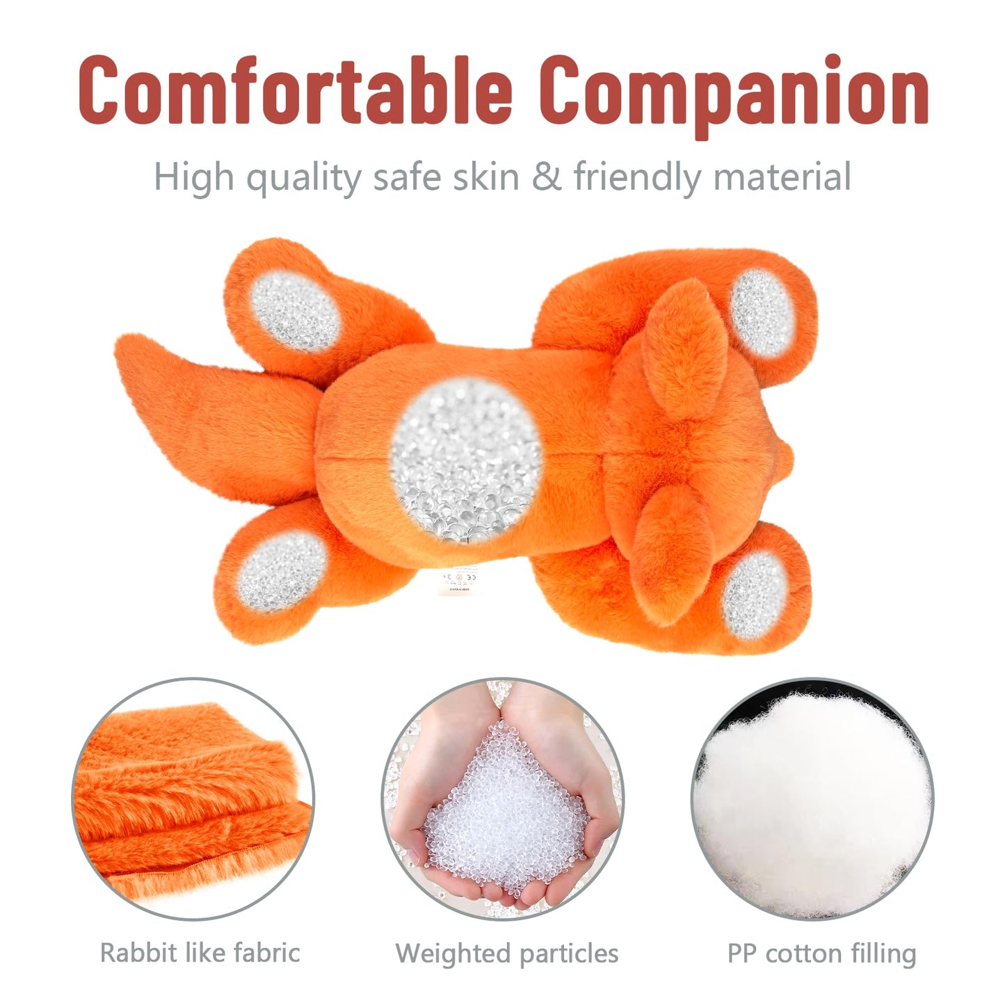 Niuniu Daddy 20-inch Giant Fox Weighted Plush – 3.3 lb Sensory Body Pillow