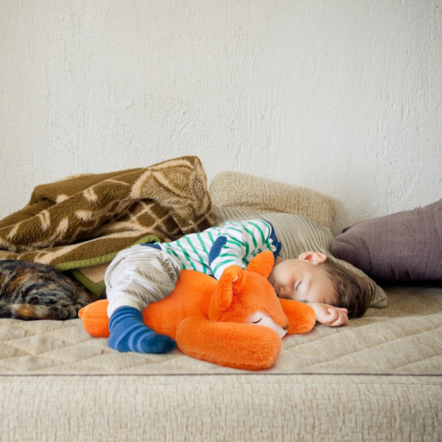 Niuniu Daddy 20-inch Giant Fox Weighted Plush – 3.3 lb Sensory Body Pillow