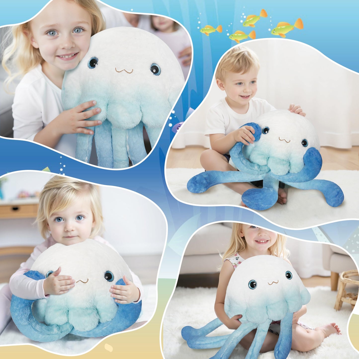 Niuniu Daddy 23-inch Weighted Jellyfish Plush — 3.3 lb Cuddly Body Pillow for Sleep, Relaxation, and Decor