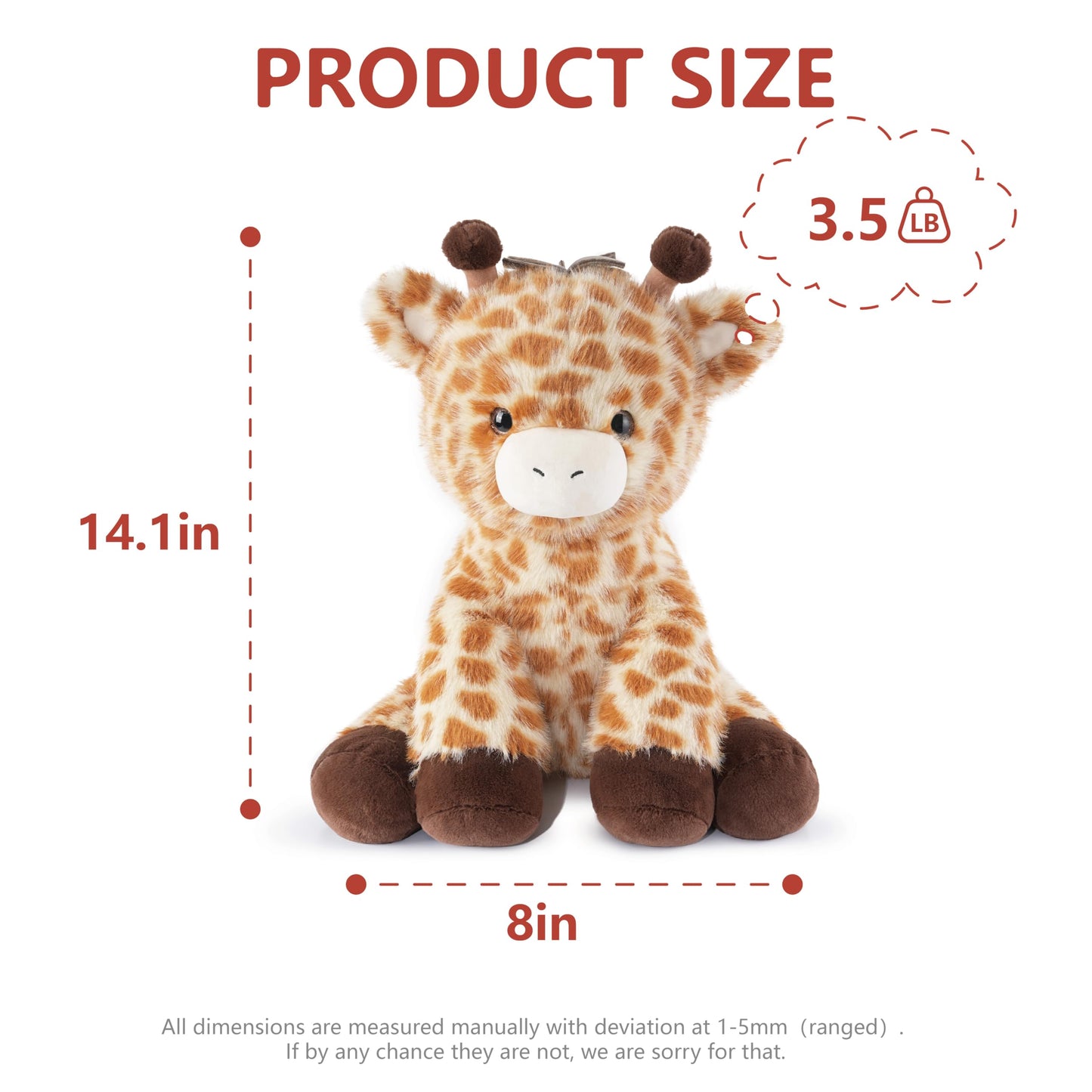 Niuniu Daddy 14-Inch Giraffe Weighted Plush — 3.5 lb Hugging Body Pillow