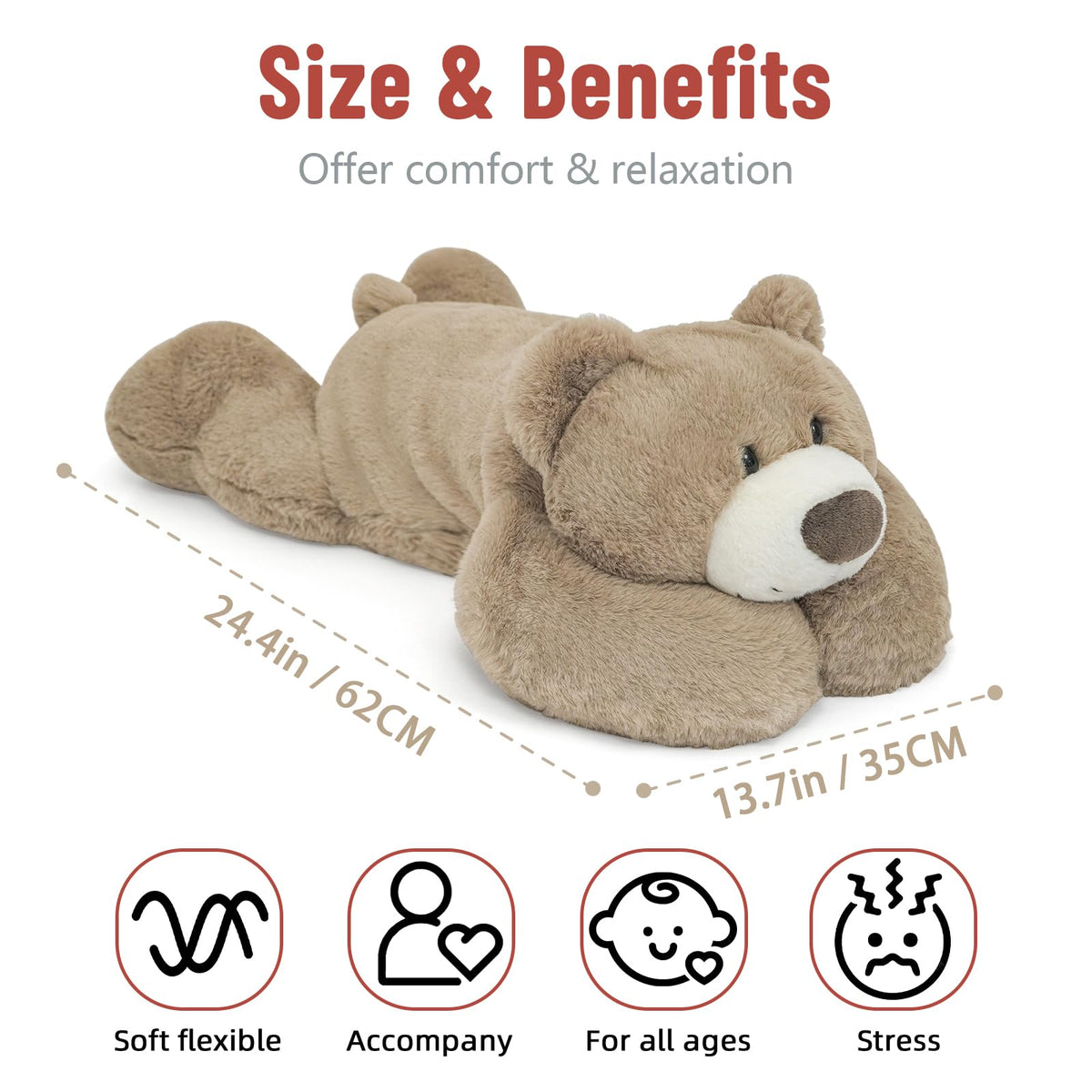 Niuniu Daddy 24-Inch Weighted Teddy Bear | 5-Pound Large Plush Body Pillow