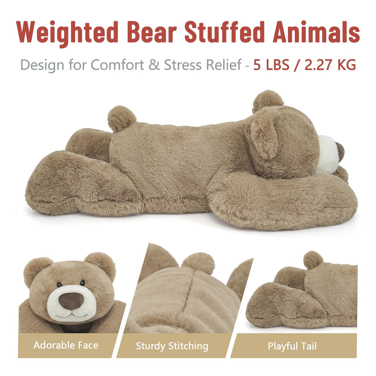 Niuniu Daddy 24-Inch Weighted Teddy Bear | 5-Pound Large Plush Body Pillow