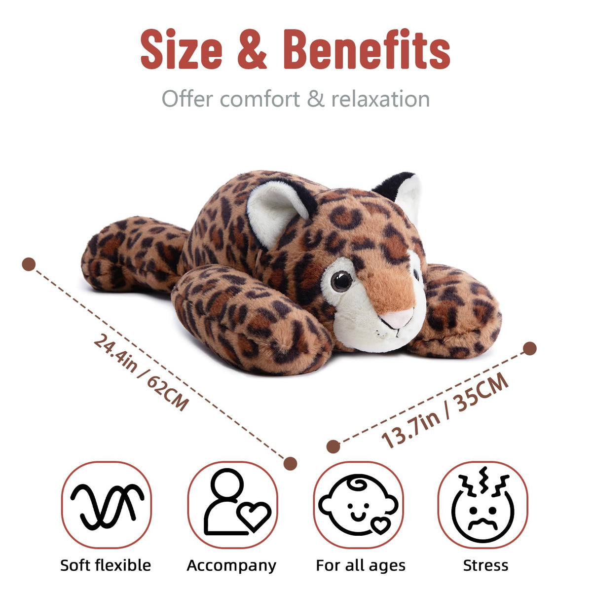 Niuniu Daddy 24-Inch Leopard Weighted Plush - 5-Pound Hugging Companion for Kids & Adults