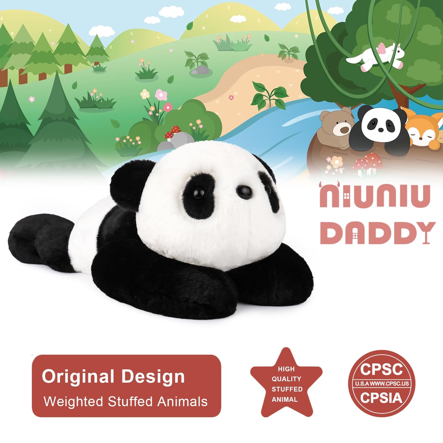 Niuniu Daddy 20-inch Panda Weighted Plush — 3.3 lb Heavy Beads Body Pillow for Kids & Adults