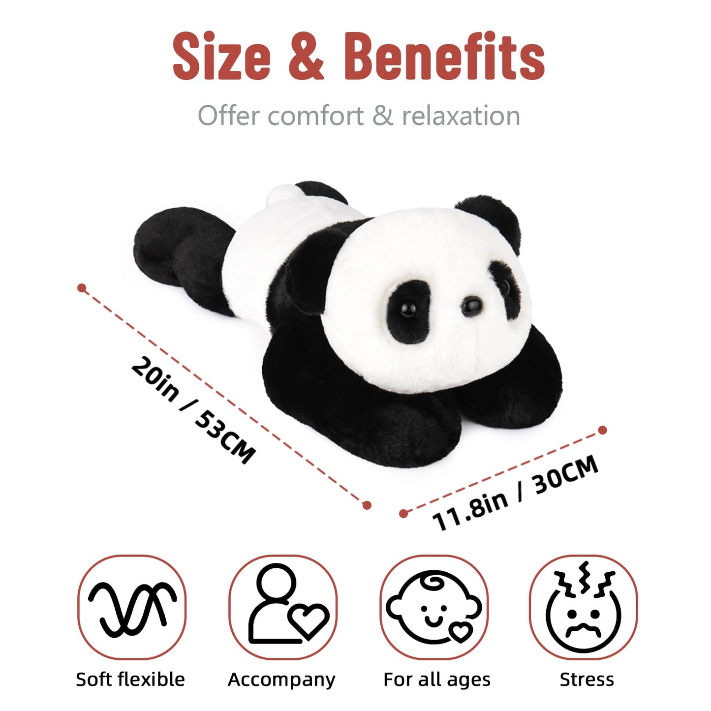 Niuniu Daddy 20-inch Panda Weighted Plush — 3.3 lb Heavy Beads Body Pillow for Kids & Adults