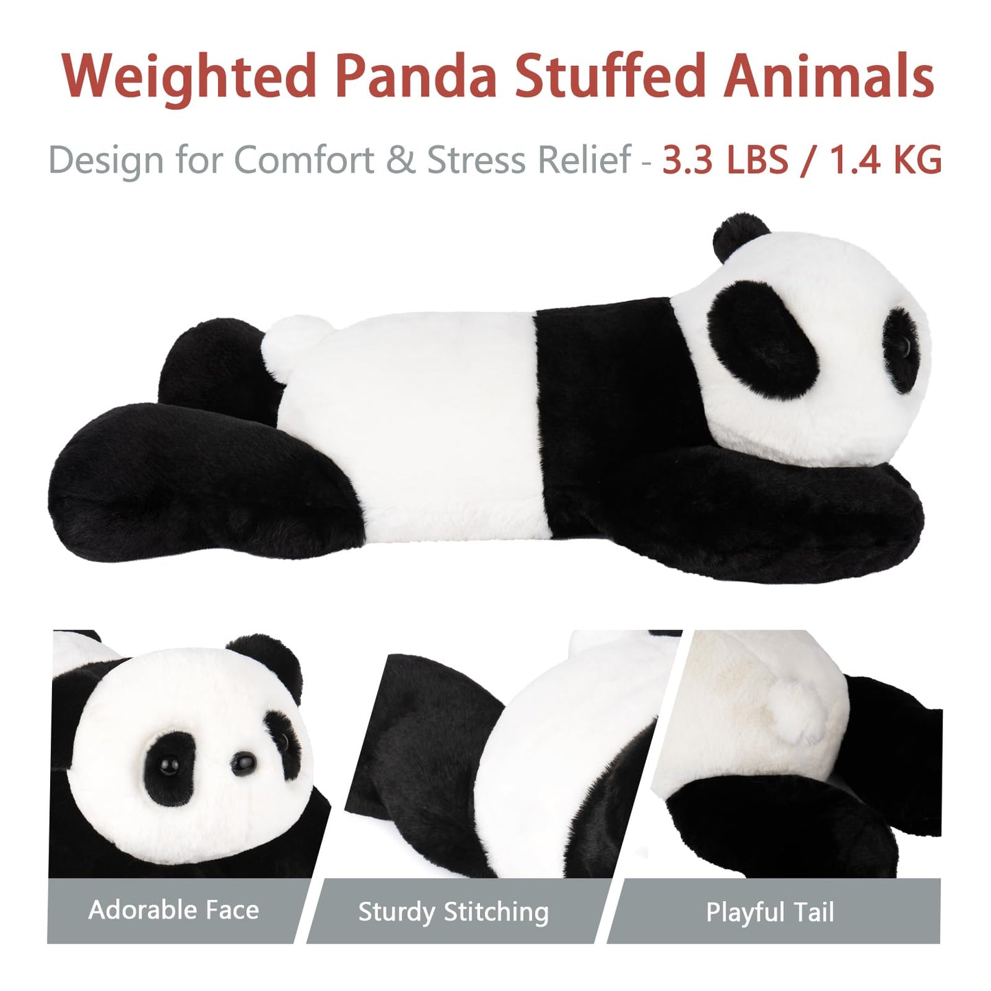 Niuniu Daddy 20-inch Panda Weighted Plush — 3.3 lb Heavy Beads Body Pillow for Kids & Adults