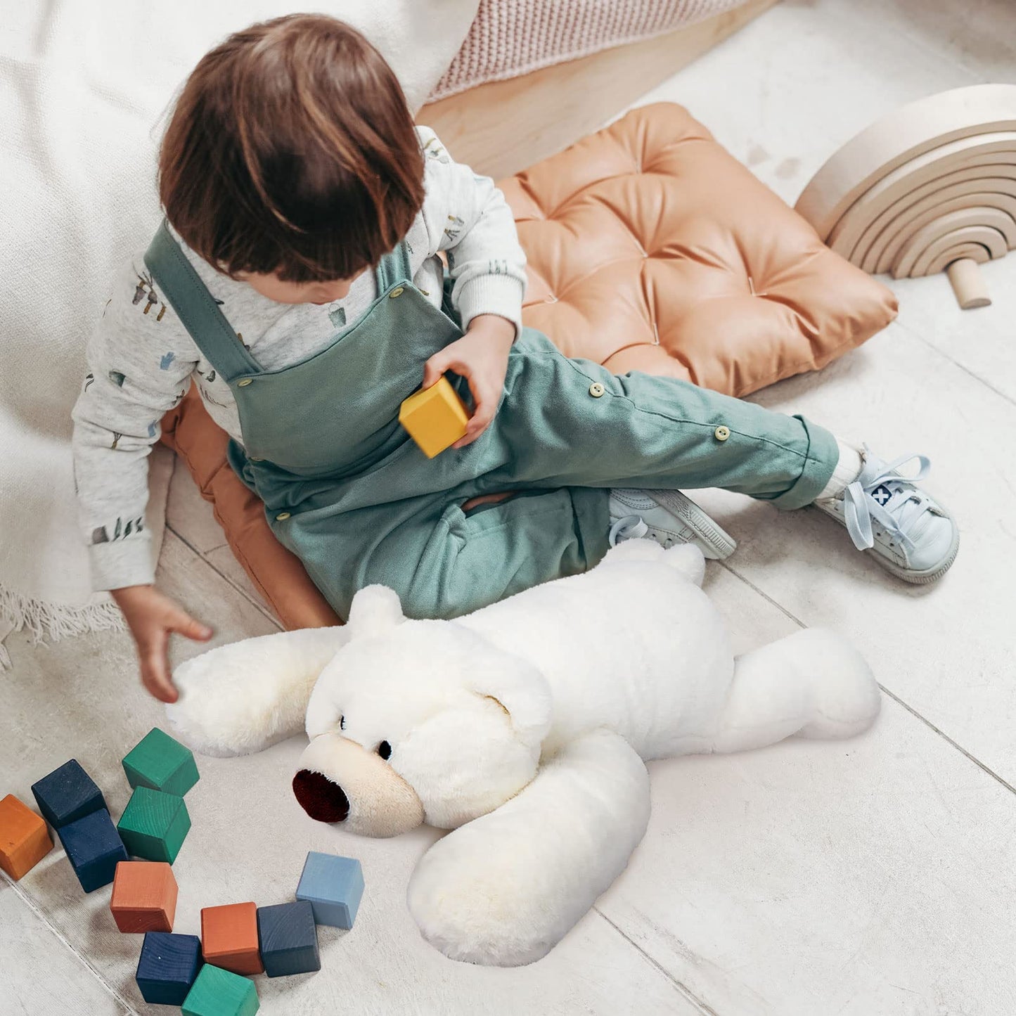 Niuniu Daddy 20-Inch Polar Bear Weighted Stuffed Animal | 3.3 lb Plush Bear Pillow