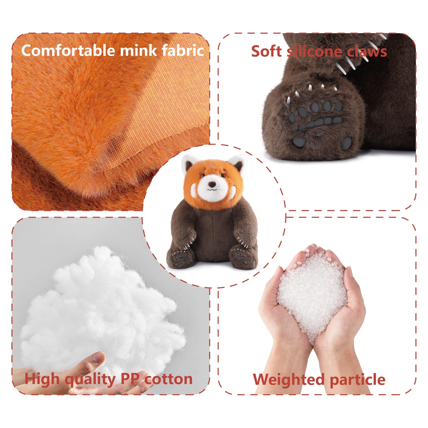 Niuniu Daddy 14-inch Red Panda Weighted Plush – 3.5 lb Huggable Pillow & Decor