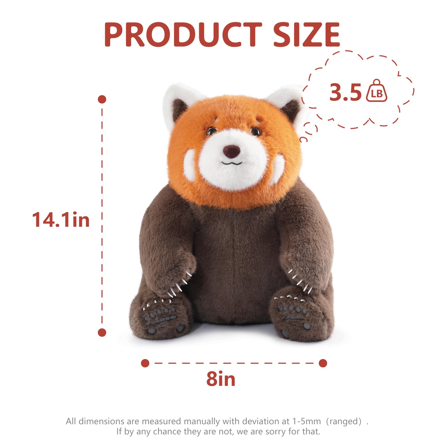 Niuniu Daddy 14-inch Red Panda Weighted Plush – 3.5 lb Huggable Pillow & Decor