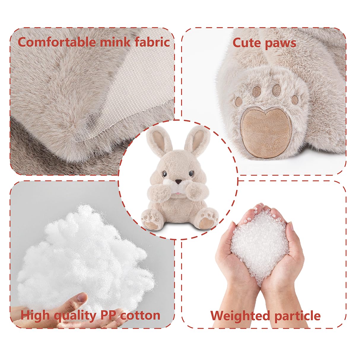 Niuniu Daddy 14-inch Rabbit Weighted Bunny Plush – 3.5 lb Hugging Stuffed Animal