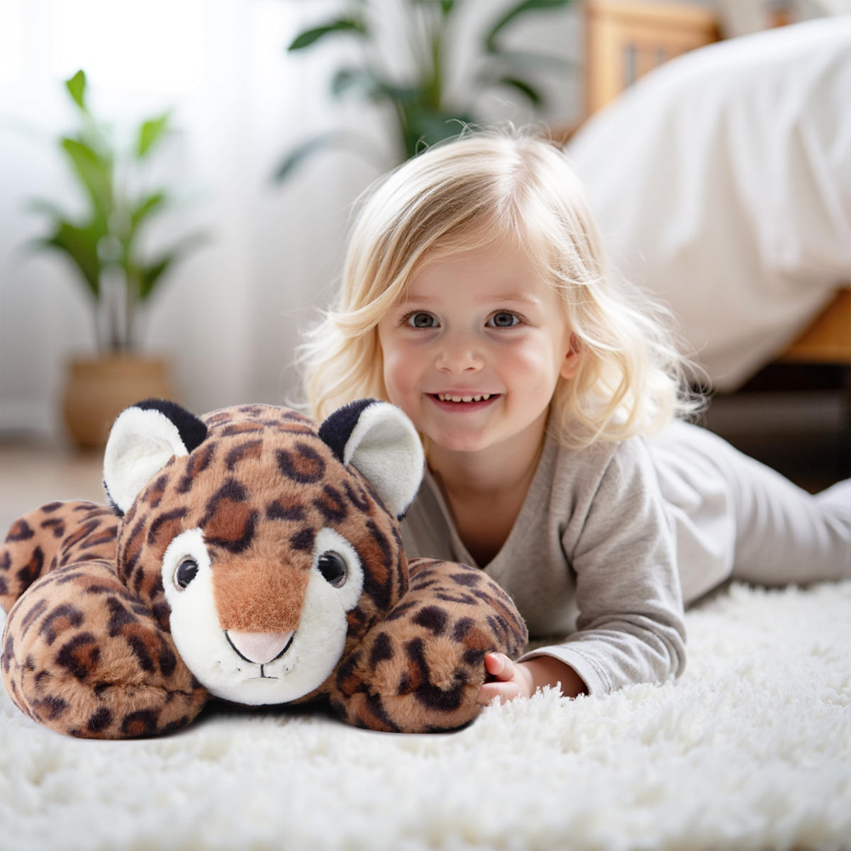 Niuniu Daddy 24-Inch Leopard Weighted Plush - 5-Pound Hugging Companion for Kids & Adults