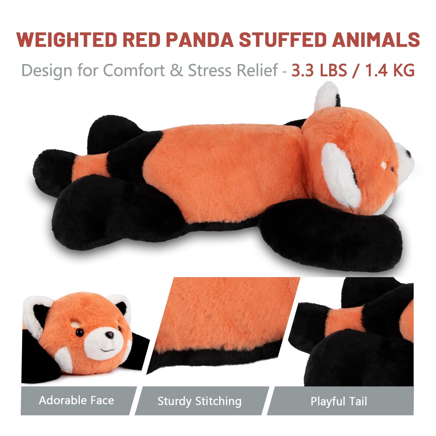 Niuniu Daddy 20-Inch Red Panda Weighted Plush Toy | 3.3 lb Pillowfort Plush for Kids & Adults