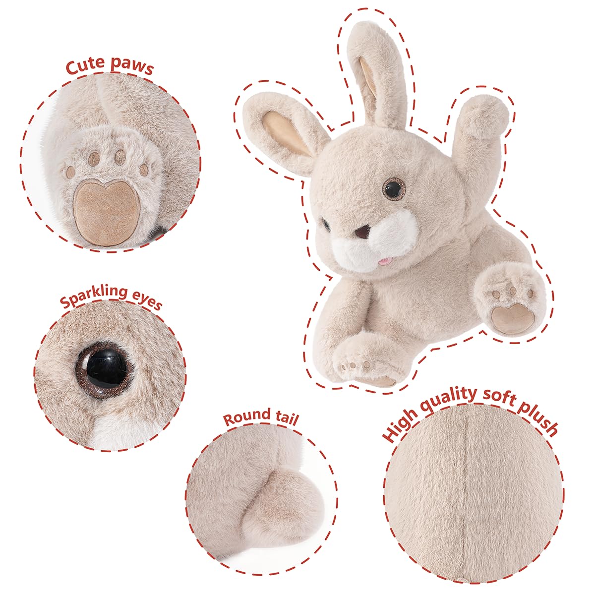 Niuniu Daddy 14-inch Rabbit Weighted Bunny Plush – 3.5 lb Hugging Stuffed Animal