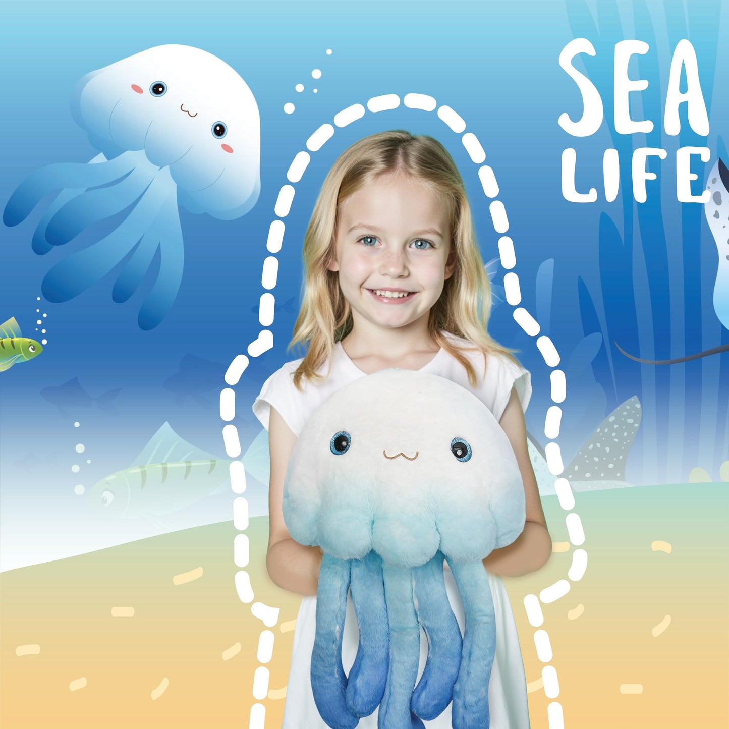 Niuniu Daddy 23-inch Weighted Jellyfish Plush — 3.3 lb Cuddly Body Pillow for Sleep, Relaxation, and Decor