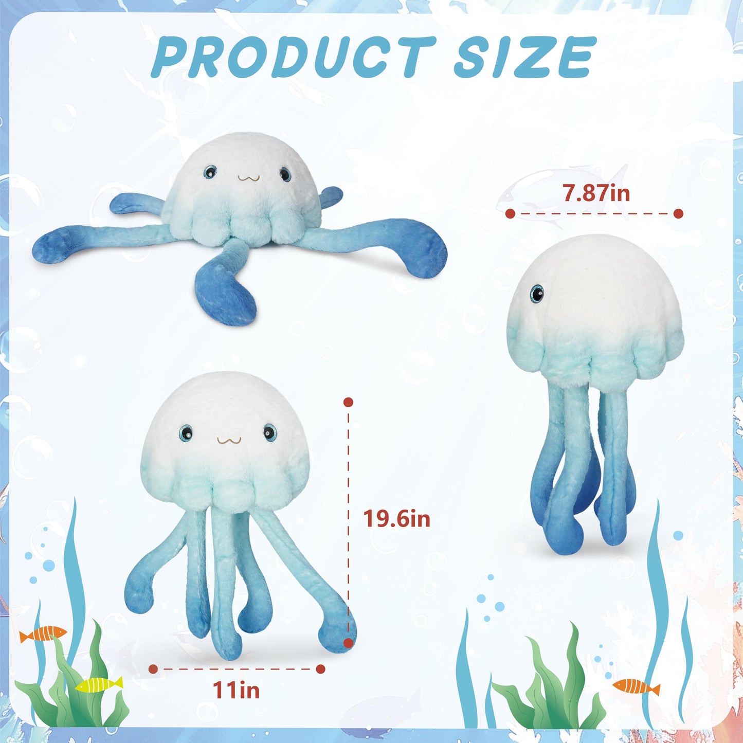 Niuniu Daddy 23-inch Weighted Jellyfish Plush — 3.3 lb Cuddly Body Pillow for Sleep, Relaxation, and Decor