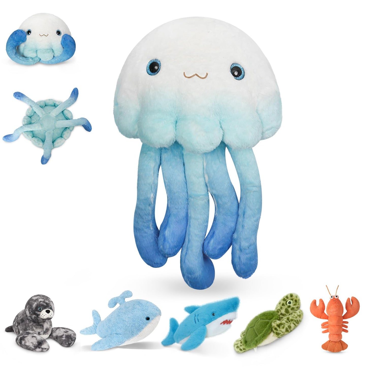 Niuniu Daddy 23-inch Weighted Jellyfish Plush — 3.3 lb Cuddly Body Pillow for Sleep, Relaxation, and Decor