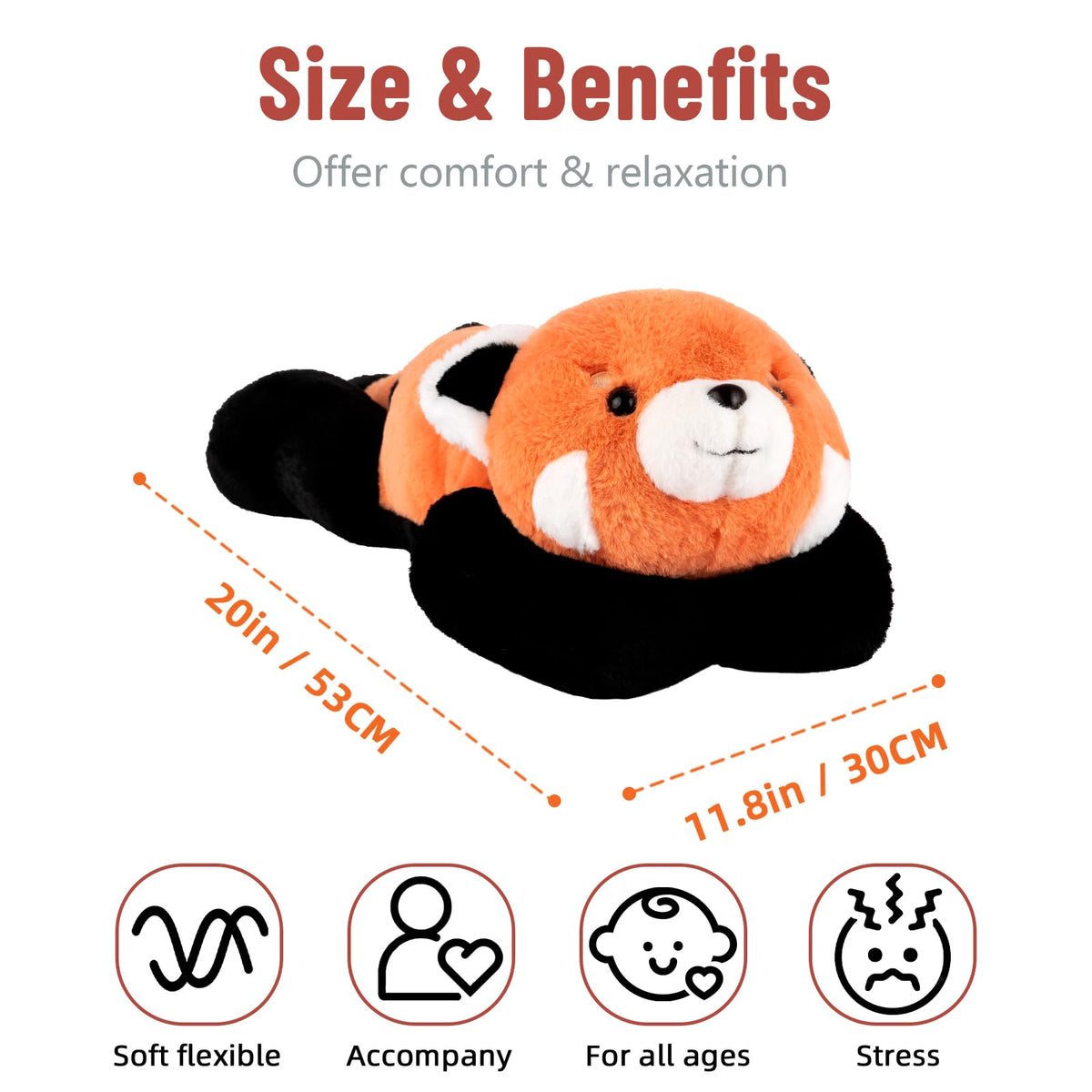 Niuniu Daddy 20-Inch Red Panda Weighted Plush Toy | 3.3 lb Pillowfort Plush for Kids & Adults