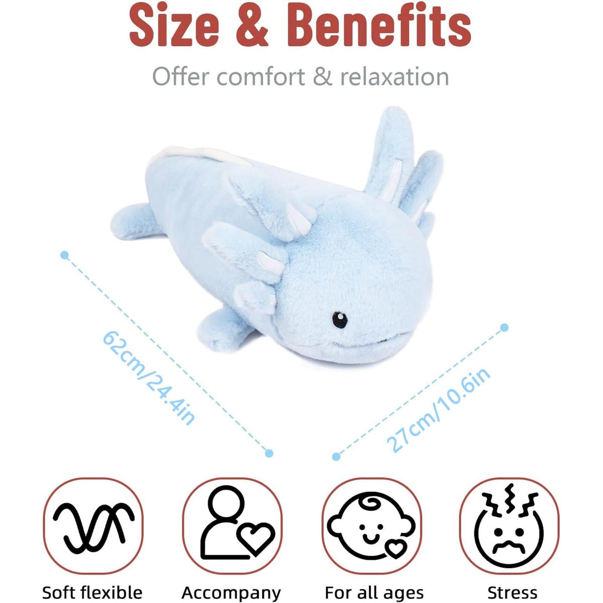 Niuniu Daddy 24 Inch Blue Axolotl Weighted Plush 5 Pound Giant Sensory Stuffed Animal for Kids and Adults