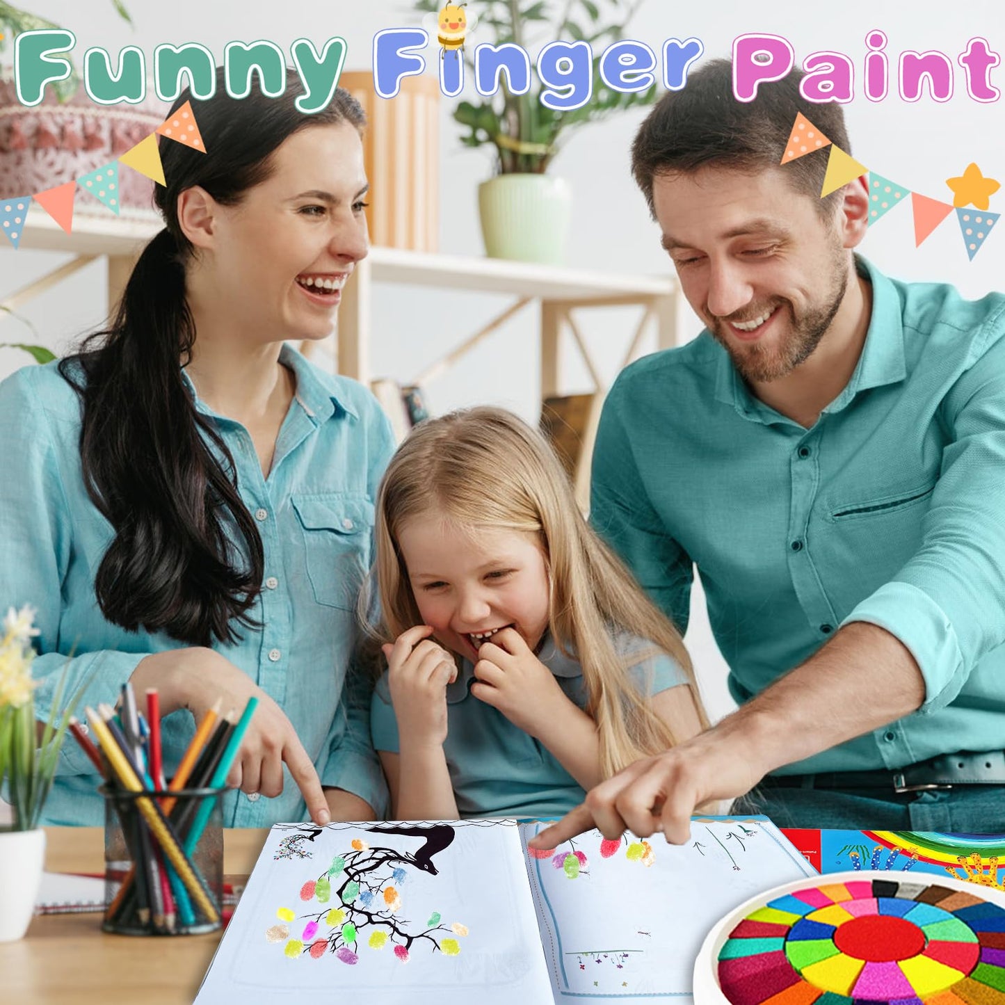 Niurewan 2-Pack Kids Washable Finger Paint Sets — 36 Colors with Books