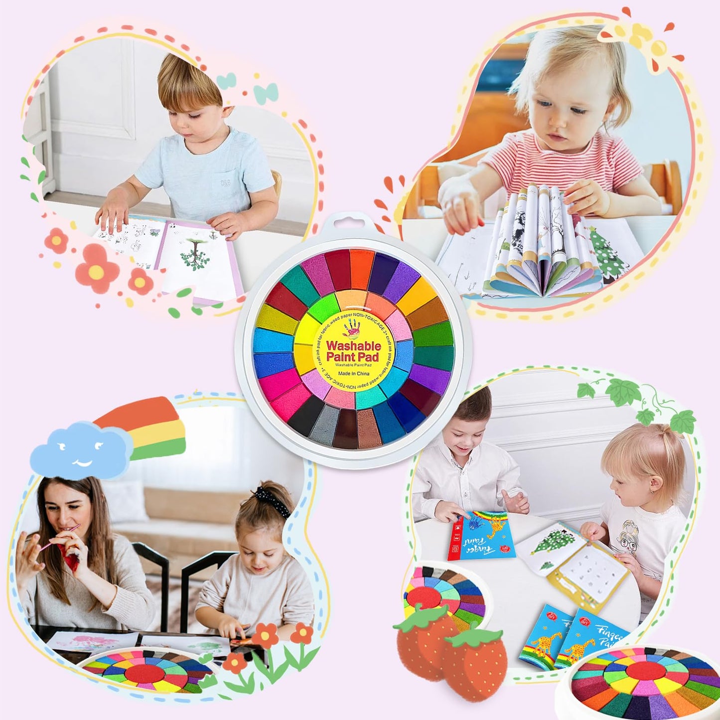 Niurewan 2-Pack Kids Washable Finger Paint Sets — 36 Colors with Books