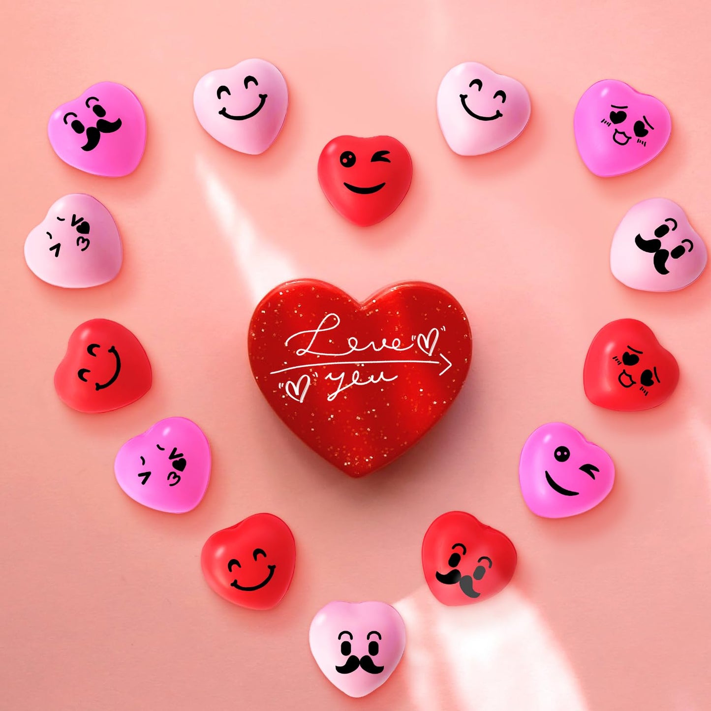 Niurewan 30 Pcs Heart Stress Balls – Mini 1.5-inch Smile Balls for Valentine's Day, Gifts, Kids, Party Favors
