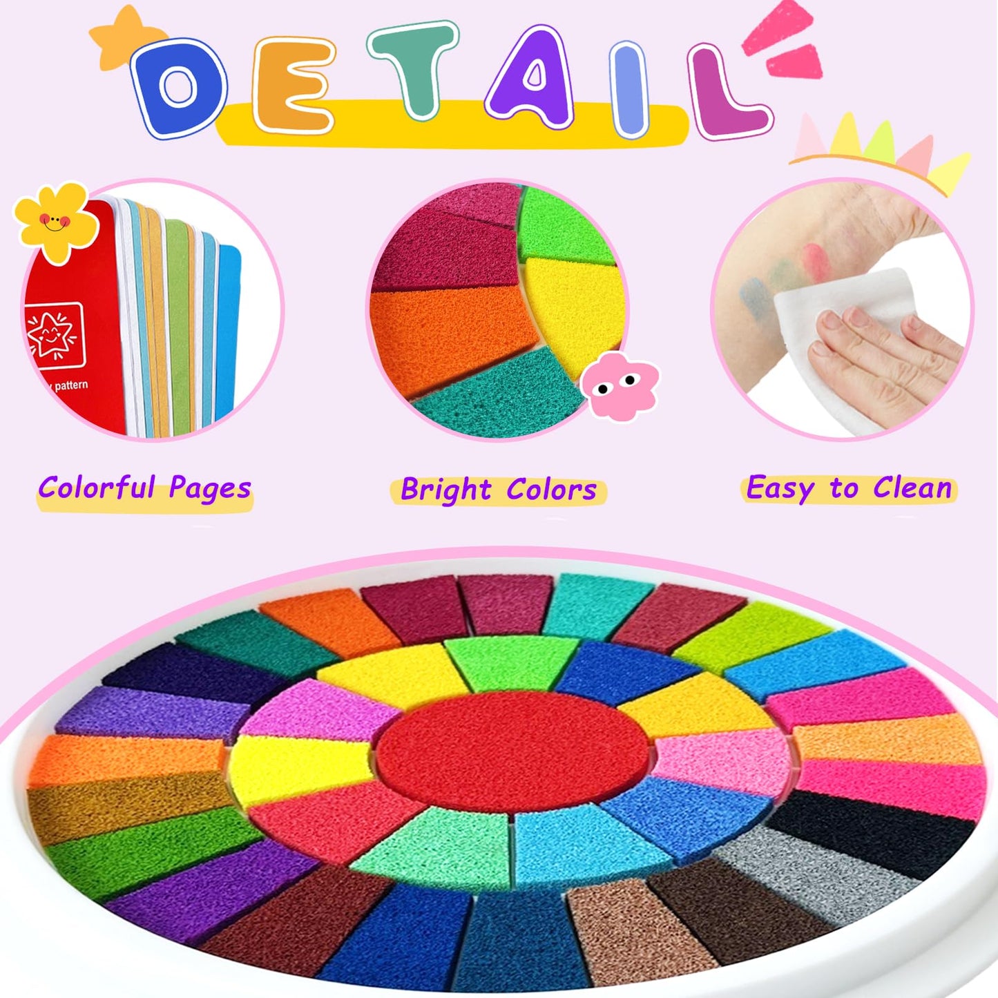 Niurewan 2-Pack Kids Washable Finger Paint Sets — 36 Colors with Books