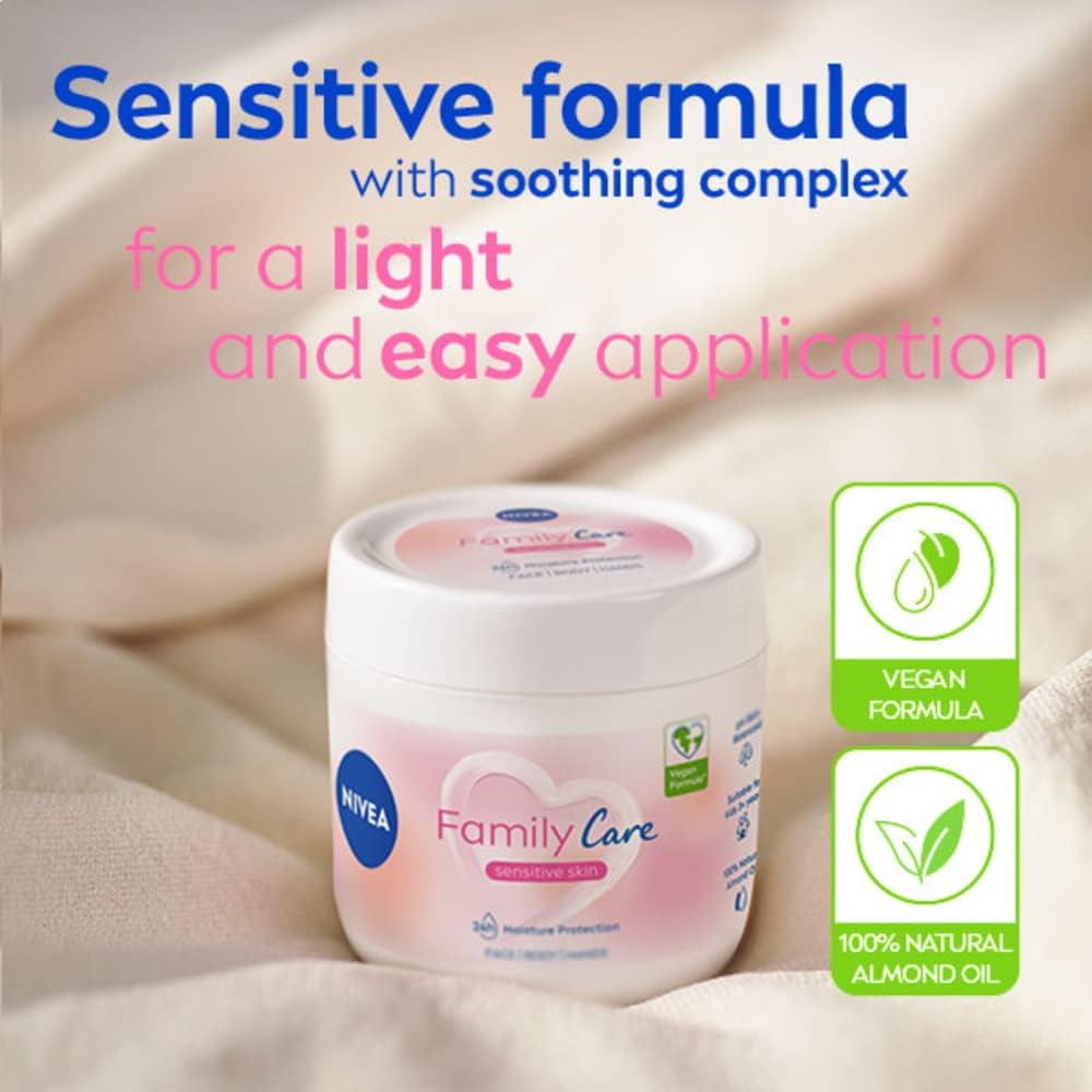 Nivea Family Care Sensitive Moisturising Cream 24-Hour Moisture for Sensitive Skin 450 ml/15.3 oz